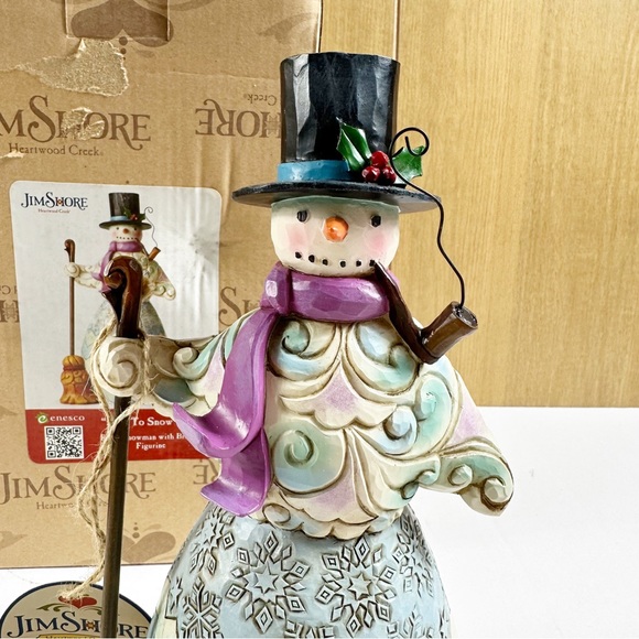 Jim Shore Nice To Snow You Regal Snowman with Broom In Box With Tag Christmas - Picture 2 of 8